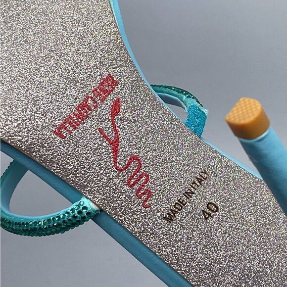Rene Caovilla Blue Cleo Aquamarine Sandal With Crystals 105 size 40 - Picture 12 of 12